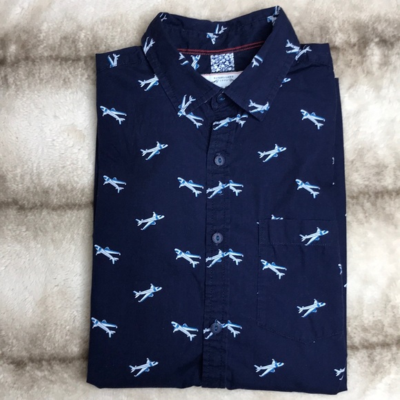 Denim & Flower Other - Denim & Flower Navy Airplane Short Sleeve Size S